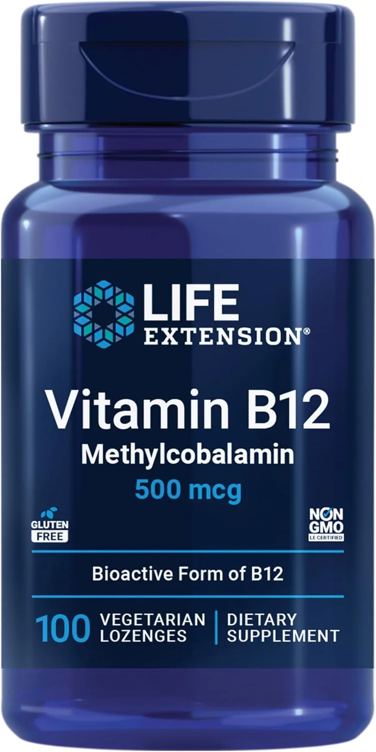 Life Extension, Vitamin B12, Methylcobalamin, 500 mcg, 100 Vegetarian Lozenges - MagniMarket