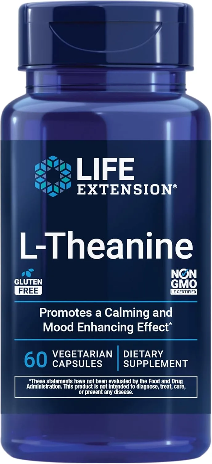 Life Extension, L-Theanine, 60 Vegetarian Capsules (100 mg per Capsule) - MagniMarket