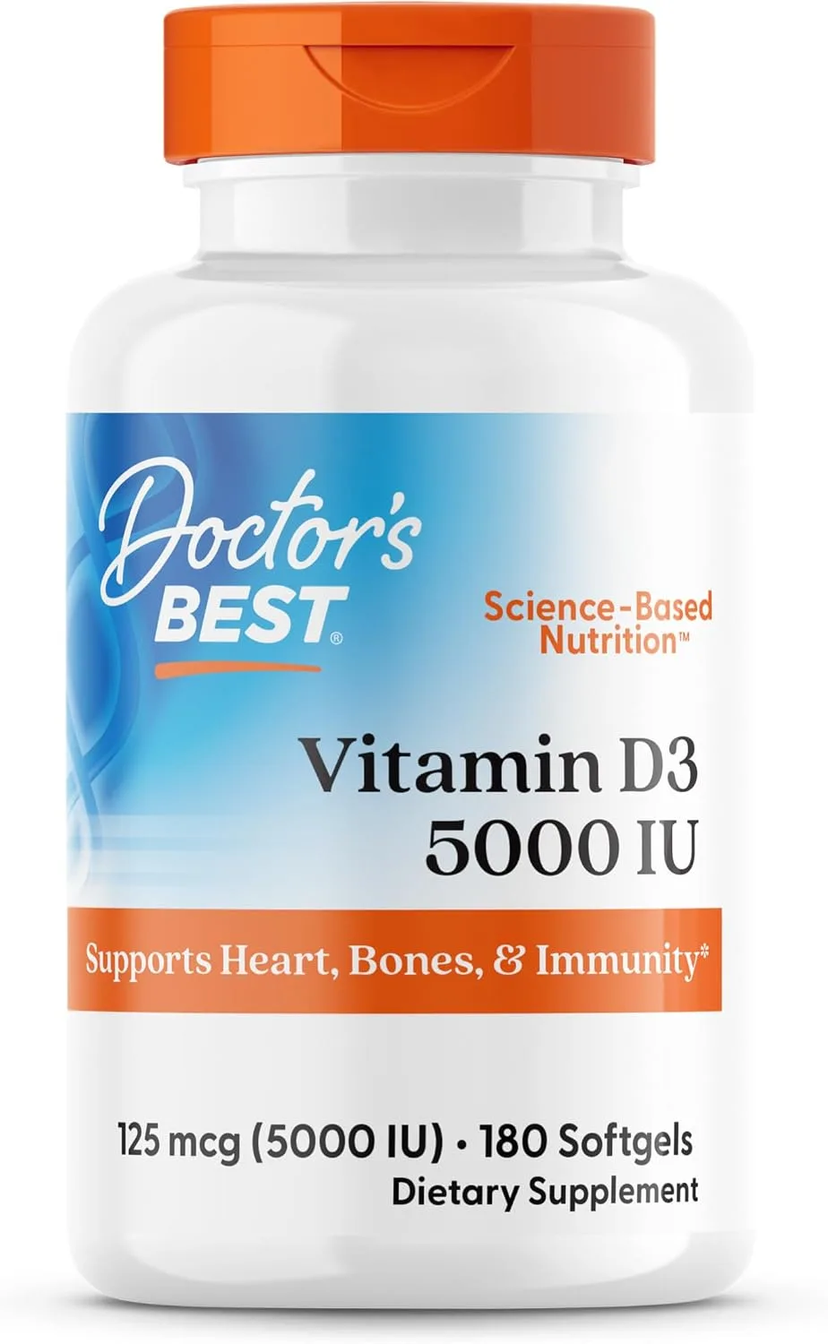 Doctor's Best, Vitamin D3, 125 mcg (5,000 IU), 180 Softgels - MagniMarket